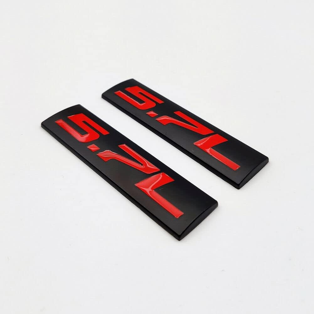Metal Emblem CAR Bumper Trunk Fender Decal Logo Badge Chrome RED 5.7L 5.7 L (Black Red)