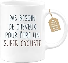 Mug Pas Besoin De Cheveux Pour Être Un Super Cycliste - Cadeau Humour Cyclisme Anniversaire Noël