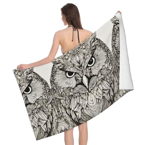Lootpe Owls Birds Print Large Beach Towel for Adults Velvet Beach Towel Soft, Absorbent, Decorative