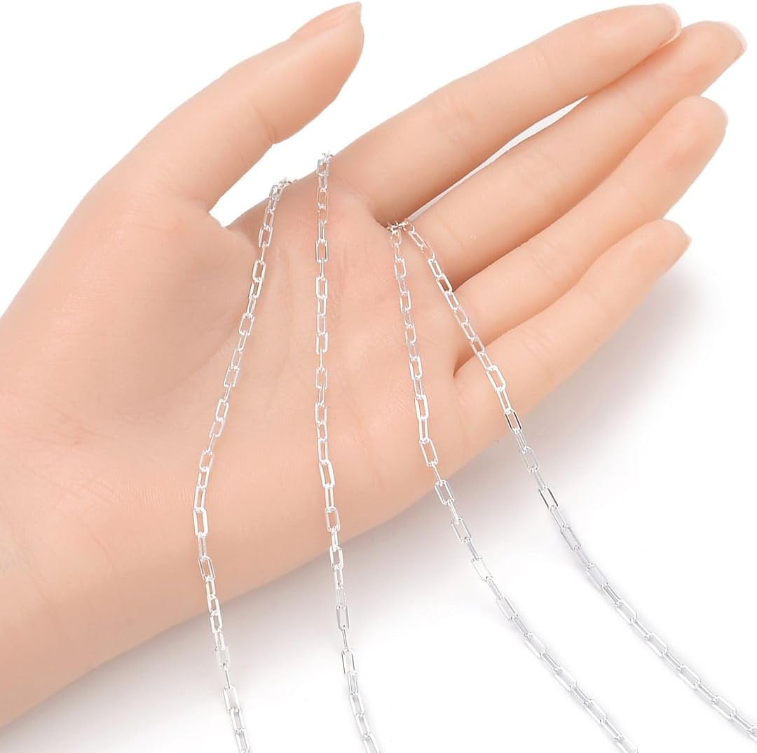 Adabele 5 Feet Authentic 925 Sterling Silver Unfinished 2.5mm (0.1 Inch) Paperclip Cable Chain Link Strong Bulk Hypoallergenic Nickel Free for DIY Craft Jewelry Making SSK-D1 - Image 4