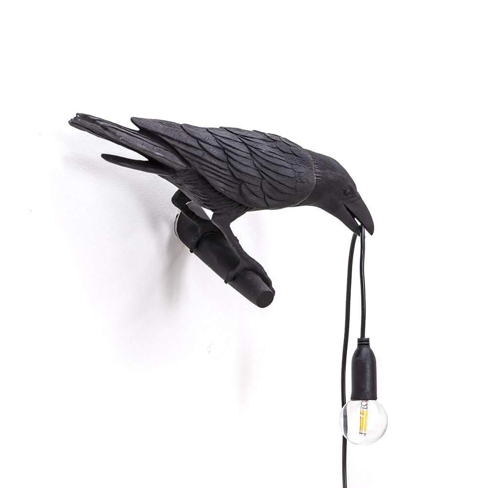 XHYCreative Lamps Italian Bird Wall Lamp Modern LED Wall Sconce Light Fixtures Bedroom Bedside Wall Light Crow Bird Stand Light Home Decor Black Table lamp Black Wall Lamp Turn Right
