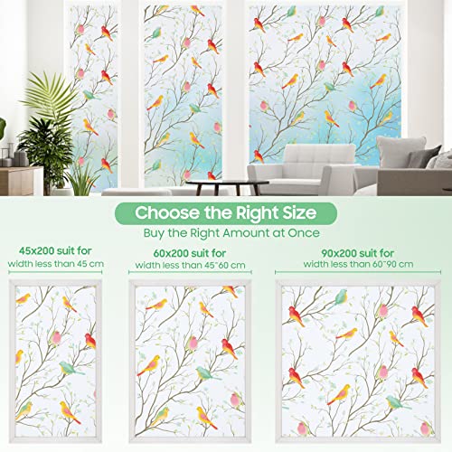 Viseeko Stained Glass Window Film: Bird Window Privacy Film Non-Adhesive Window Clings Room Decor Frosted Window Decals Uv Blocker Removable For Bathroom Kids Study Room #TOP7