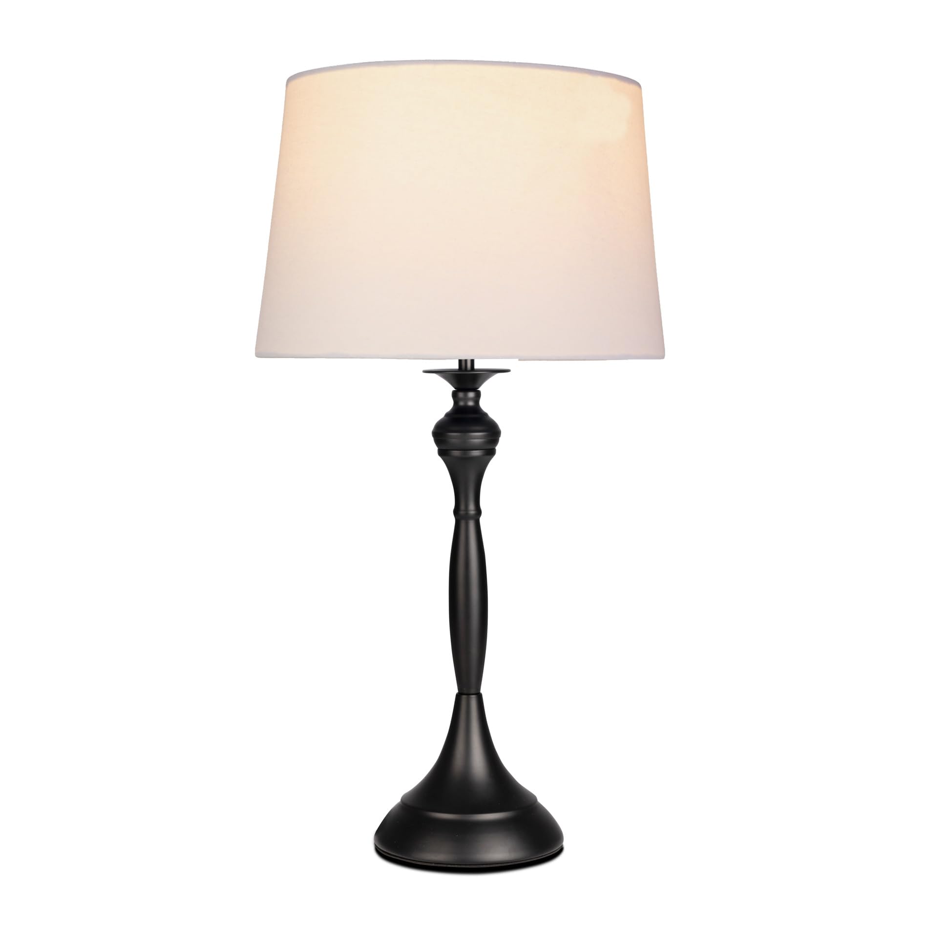 Lighting Supermarket Messini Large Black Elegant Candlestick Table Lamp with Ivory Linen Shade