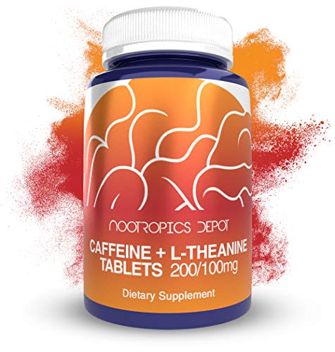 Caffeine and L-Theanine Capsules | 60 Count | Contains 200mg of Caffeine and 100mg of L-Theanine | Natural Nootropic Supplement | Energy Booster | Mental Focus + Alertness | Coffee Alternative