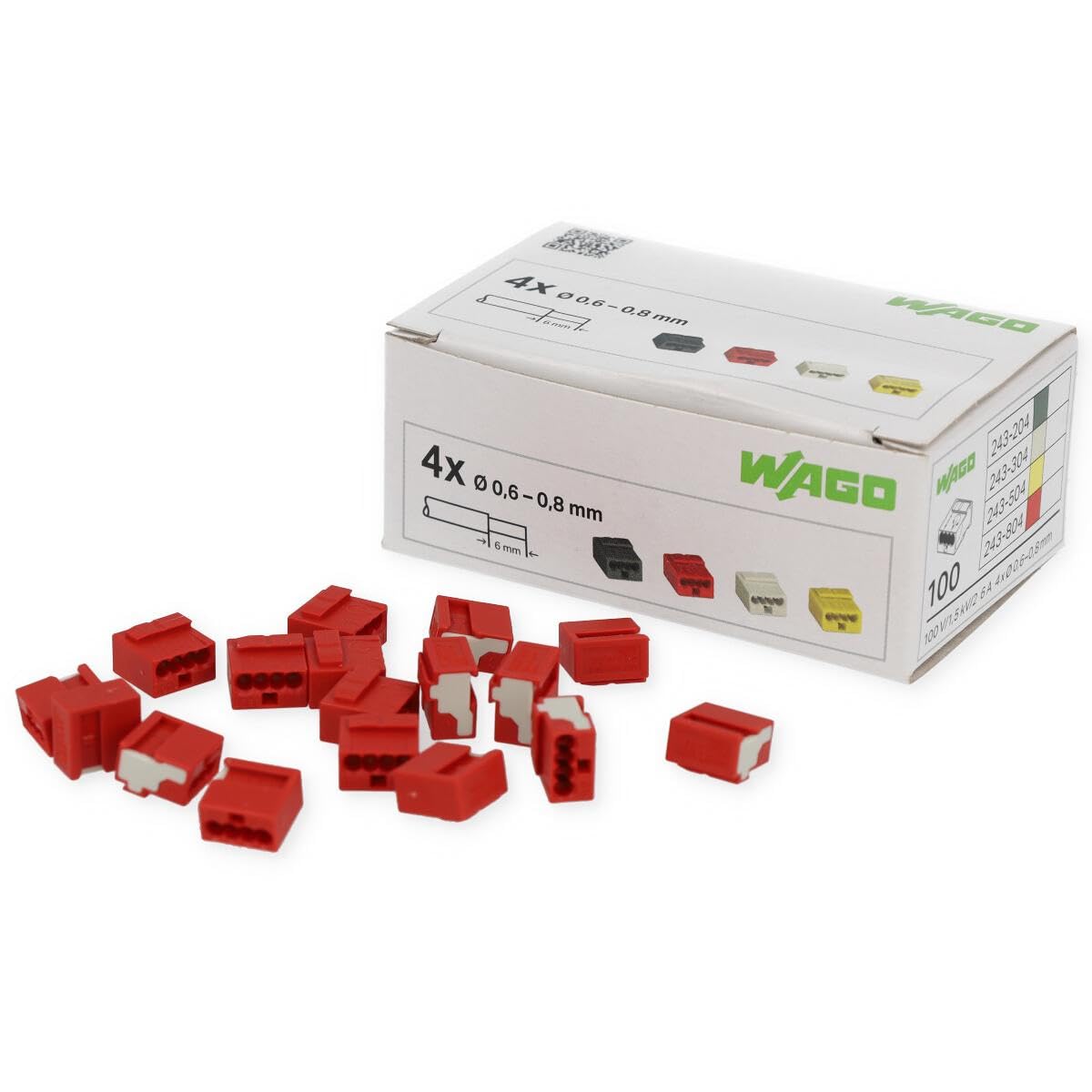 Wago-Módulo de conexión 243-804 6-0,8 0 mm x 4 100 (")) unidades, color rojo