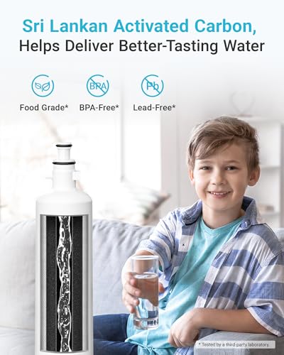 Image of AQUA CREST AQF-FF19C Replacement for GE RPWFE, RPWF (with CHIP) Refrigerator Water Filter, Compatible with GYE22HMKES, GYS22GMNES, GYE22HBLTS, DFE28JSKSS, GFE28HMHES, GNE29GYNFS, 2 Filters