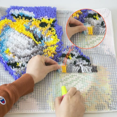 Image of YP DIY Throw Pillow Apple Pianist Latch Hook Kit - 18x18 Inch Handmade Craft Set for Beginners, Perfect Pillowcase for Home Decor or Gifts