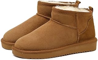 NOTRYA Mini Boots for Women, Classic Short Ankle Snow Winter Boots, Warm Fur Lined Winter Snow Warm Slip on Anti-Slip Boots