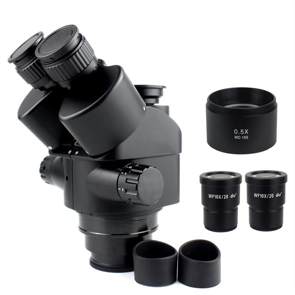 Microscope 7X-45X 3.5X-90X Simul-Focal Trinocular Microscope Zoom Stereo Microscope Head 0.5X 2.0X 0.7X 1.5X 0.75x Auxiliary Objective Lens Fit for PCB Soldering Phone Repair(with 0.5X 165mm)