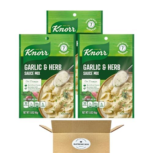 Knorr - Mezcla de salsa cremosa para pasta para comidas simples y acompañamientos, ajo y hierbas, sin sabores artificiales, sin MSG añadido 1.6