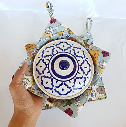 Cushystore Bowl Cozy Pot Holder Canvas Holders Heat And Cold Resistant Anti-Scalding Protector (Green City Park) #TOP2