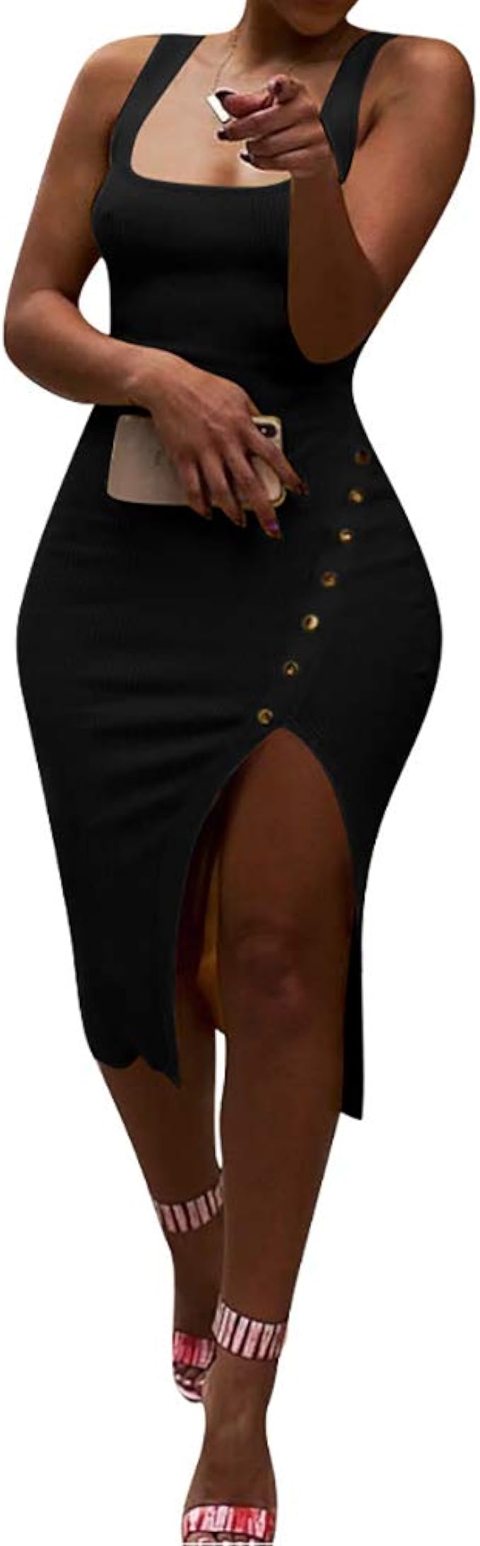 Midi bodycon dress with split Clearance