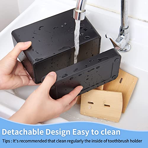 Kids Electric Toothbrush Holders For Bathrooms Counter Plastic Toothbrush Organizer And Toothpaste Holder Stand Set Small Toothbrush Caddy Storage Tray Razor Holder With Removable Base(Large Black) #TOP2