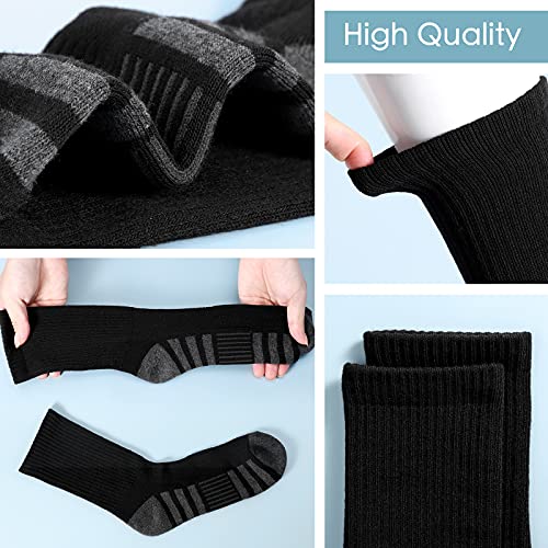 Men's and Women's Athletic Crew Socks, Sports Socks for Running, 6 Pairs,9-12,Black2