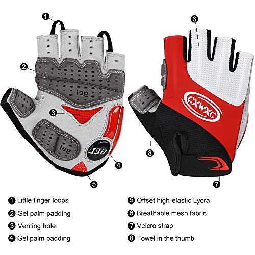 CXWXC Cycling Gloves for Men Women - Breathable Gel Road Mountain Bike Riding Gloves - Anti-Slip Bike Glove for Fitness Cycling Training Outdoor Sports