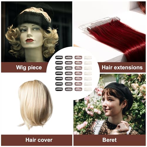 Pinzas para peluca en U de 32 piezas - Clips de metal pequeños con broches de goma suave - Accesorios para pelucas, trenzas, cabello y DIY Chunni miniatura 7