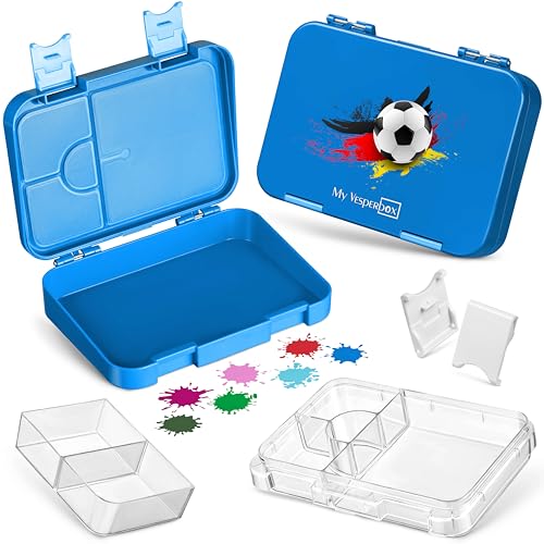 My Vesperbox® Brotdose für Kinder mit Fächern [LEN] - Lunchbox mit Trennfächern - Bento Box - Jausenbox - Brotzeitbox für Schule & Kindergarten - Vesperdose für Jungen & Mädchen