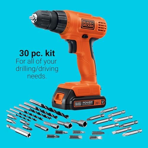 Black+Decker 20V Max drill driver with battery attached