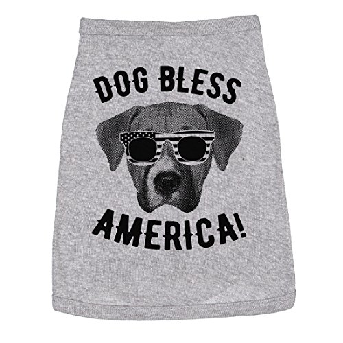 Dog Bless America Patriotic Shirt – Funny 4th of July Clothes for Dogs USA Pet Apparel – Soft Cotton Fit Small Medium Large Breeds Cool Summer Outfit for Independence Day Grey, XXL