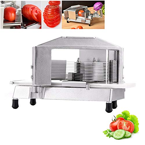 Commercial Heavy Duty Tomato Slicer Cutter with Built-in Cutting Board, Manual Sharp Blades, Industrial Frame Stainless Steel, for Restaurant or Home Use (3/16 inch)