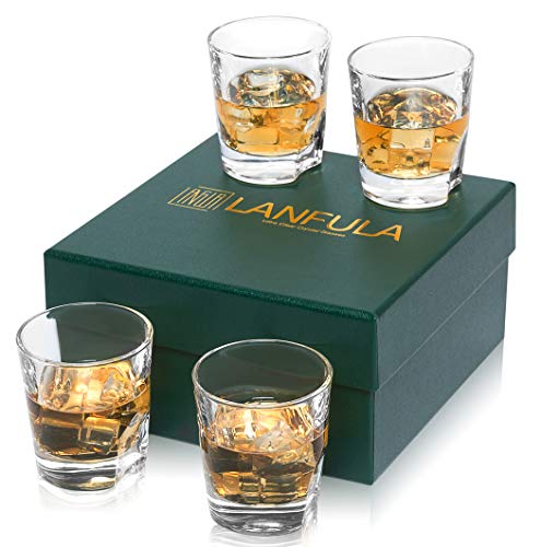 LANFULA Verres à Whisky, Verre a Whiskey en Cristal Sans Plomb, 230 ml, Belle Boîte Cadeau, Lot de 4 Pièces Cover