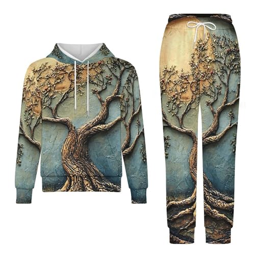 Boys Girls Pullover Hoodie and Pants Outfit 2PCS Set Sweatshirt for Kids, Tree Life Vintage4