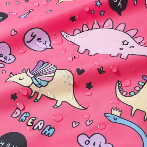 Image of MGEOY Girls Rain Jacket Lightweight Waterproof Hooded Cotton Lined Raincoat Windbreaker for Kids Size 4-12 Years