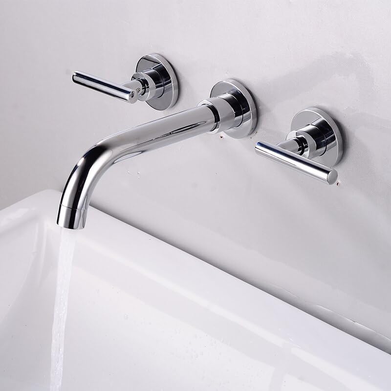Grifo de lavabo negro premium de pared LT-424C con mezclador giratorio de 360°