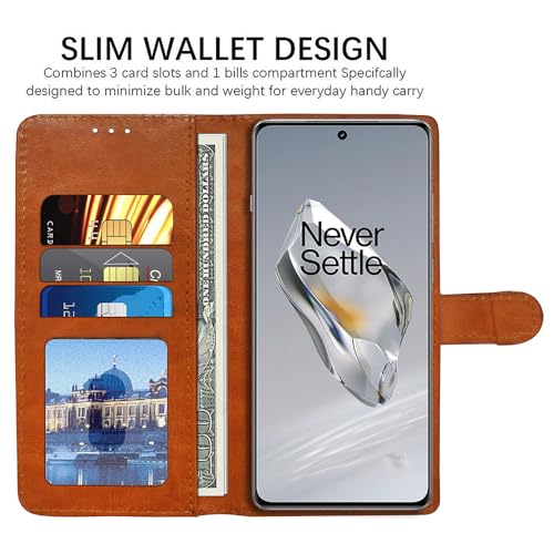 Image of Flip Cover Back Case for OnePlus 12R 5G | Premium Leather Finish | Inbuilt Pockets & Stand | Flip Cover Back Case for OnePlus 12R 5G (CamelBlack)