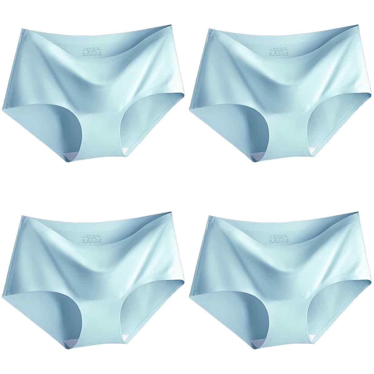 Women's Light Blue Ice Silky Underwear Sexy Seamless Panties Low Waist Hipster Bikini Briefs (As8, Numeric, Numeric_10, Numeric_12, Regular, Regular, )