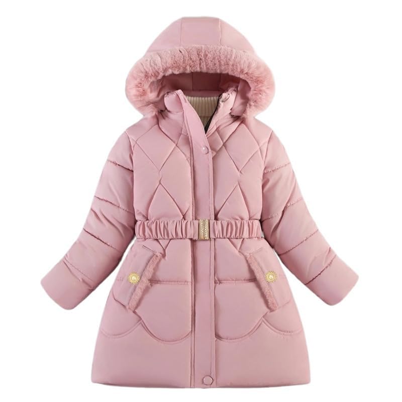 Long Puffer Jacket Girls Removable Hood Outwear Winter Coat Insulated Quilted Warm Snow Coats Kids Parka Fleece Jacket2