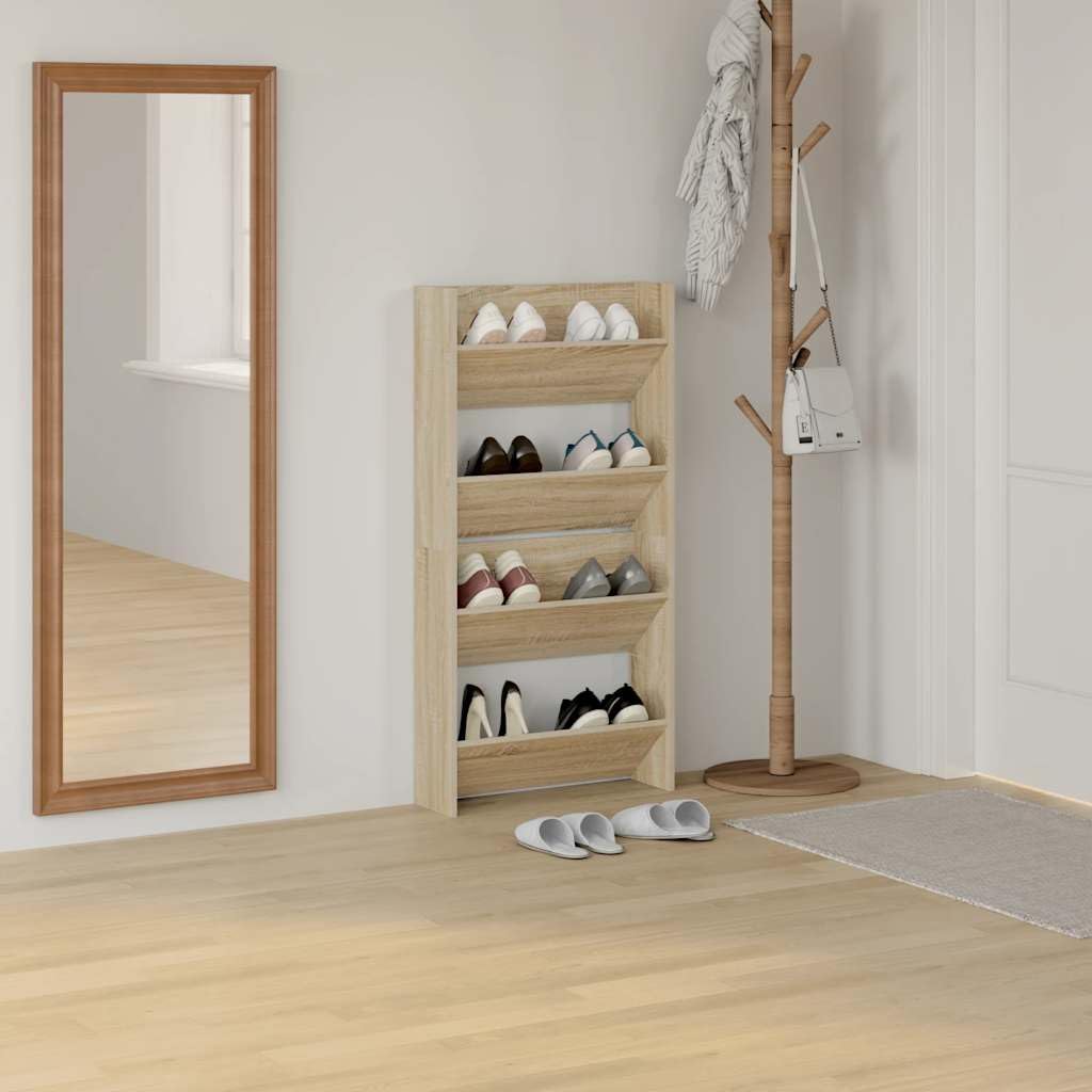 Ścienna szafka na buty 2 półki, Dub Sonoma 60x18x60 cm