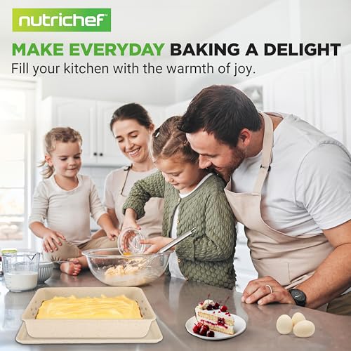 NutriChef 8-Piece Stackable Bakeware Set | Carbon Steel Non-Stick Baking Pan Set | Includes Sheet, Muffin, Round, Loaf, Square Cake & Deep Pans | No PFOA & PFOS | Oven Safe to 450 F | Marble Cream by NutriChef - Image 7