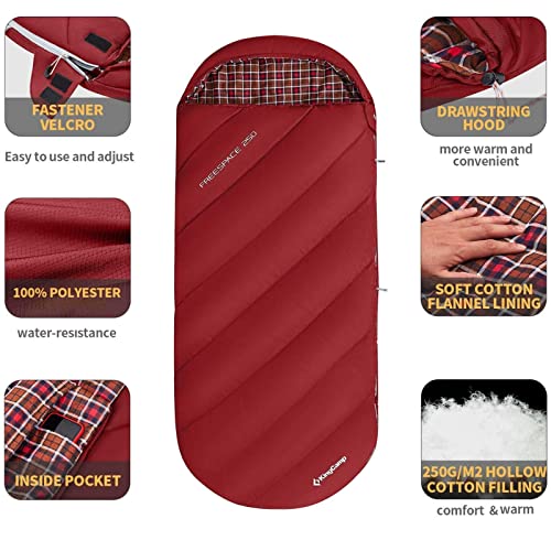 KingCamp Sleeping Bags, Big and Tall Flannel Sleeping Bag for Adults, Lightweight, Portable, Extra Wide Sleep Bag for Camping Backpacking Perfect for Cold and Warm Weather Outdoor Gear miniatura 4