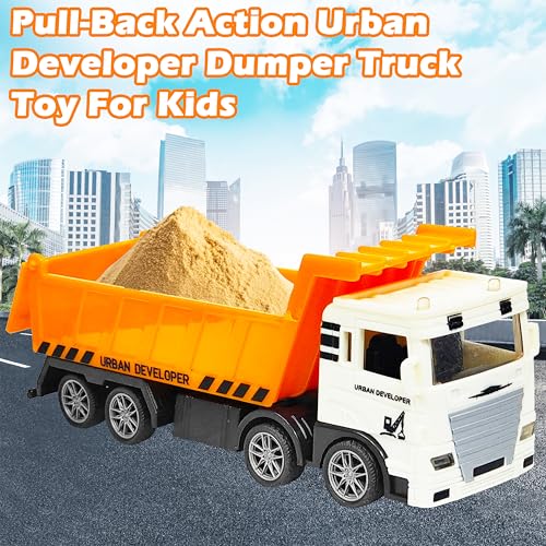Image of VGRASSP 8 Wheels Dumper Truck Toy for Kids - Friction Powered Construction Tipper Toy Vehicle with Openable Back Door - Color As Per Stock