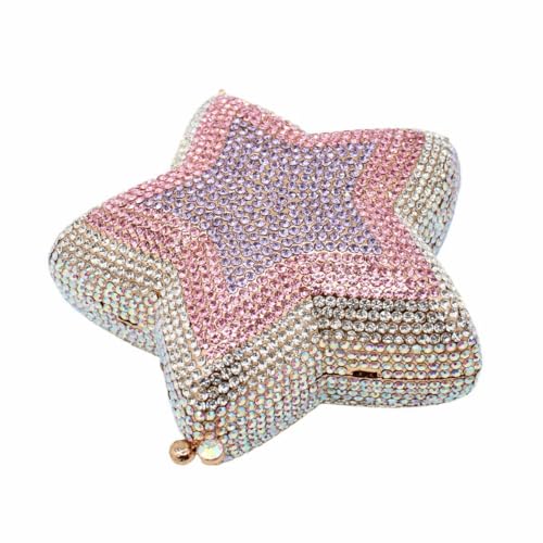Image of Women Rhinestone Star Shape Clutch Purse Unique Crystal Evening Bag Luxury Chain Handbag for Wedding Cocktail Party | Rhinestone