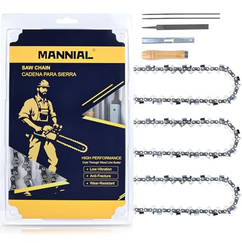 MANNIAL Husq 445 18 Inch Chainsaw Chain 3-Pack with Sharpening Kit 0.325 .050 Gauge 72 DL Full Chisel Fits for Husqvarna 440 445 450 Echo CS-400 Oregon M72 95TXL072G Replacement Chains