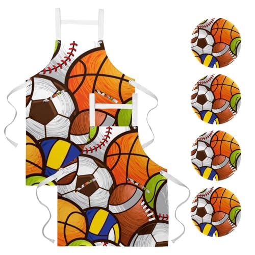 Tablier de cuisine pour pâtisserie et nettoyage lot de 2 avec broches sport