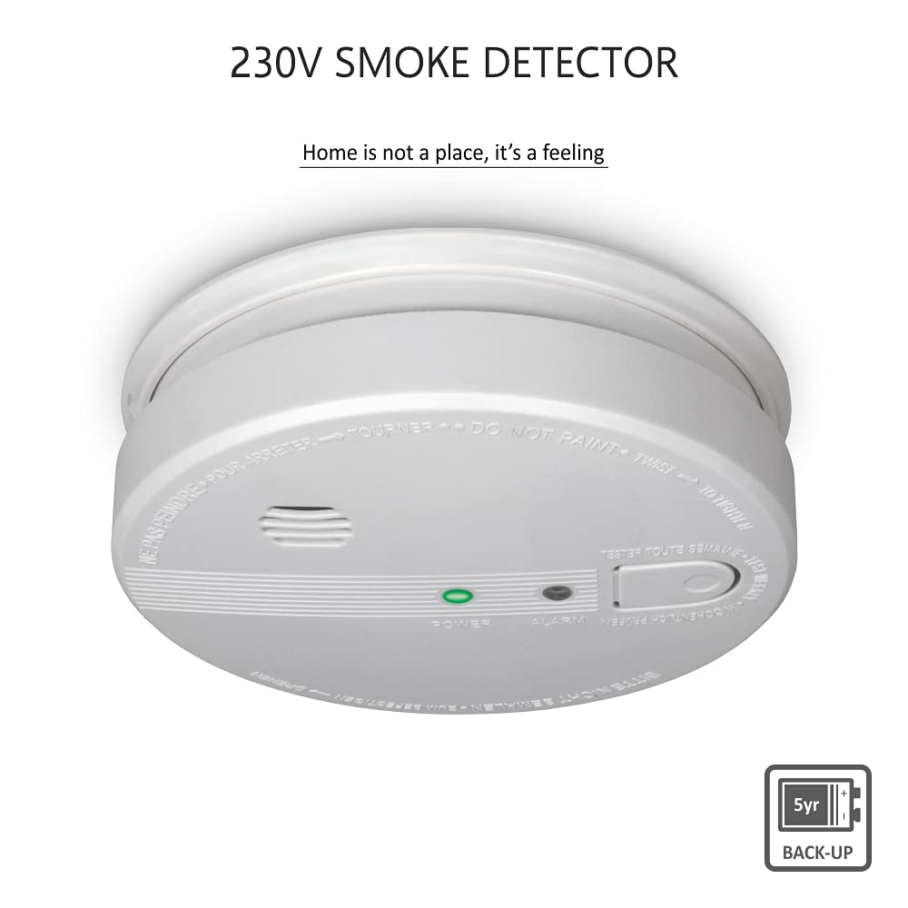 Elro FS1105P Détecteur de fumée - 230V - Branchement secteur - avec batterie de secours 5 ans - Conforme à la norme européenne EN14604