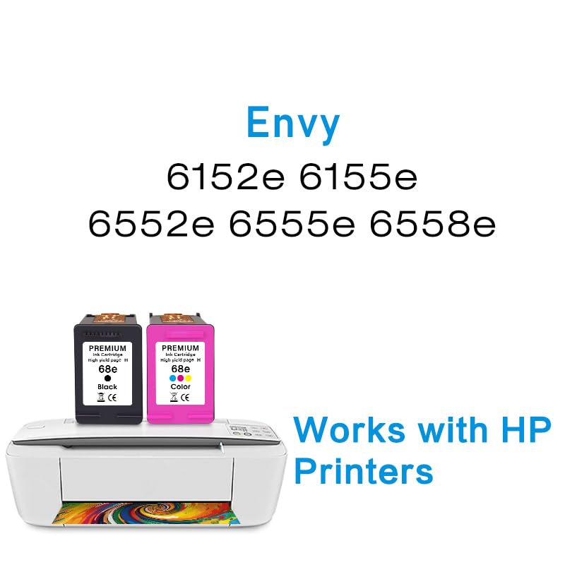 HP 68 Ink Cartridge 2-Pack - Black & Tri-Color For Envy 6100e & 6500e Series