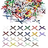 AUEAR, Mini Satin Ribbon Flowers Bows Ties Craft Scrapbooking Embellishment DIY Projects Bowties Decorations for DIY Hair Clips Pets Hair Bows (200 Pack)