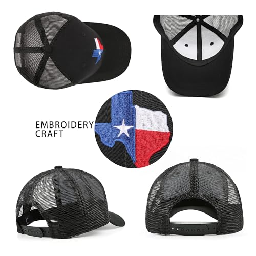 Image of Adjustable State Flag Trucker Hat Mesh Baseball Cap with Embroidered Patch for Men Women