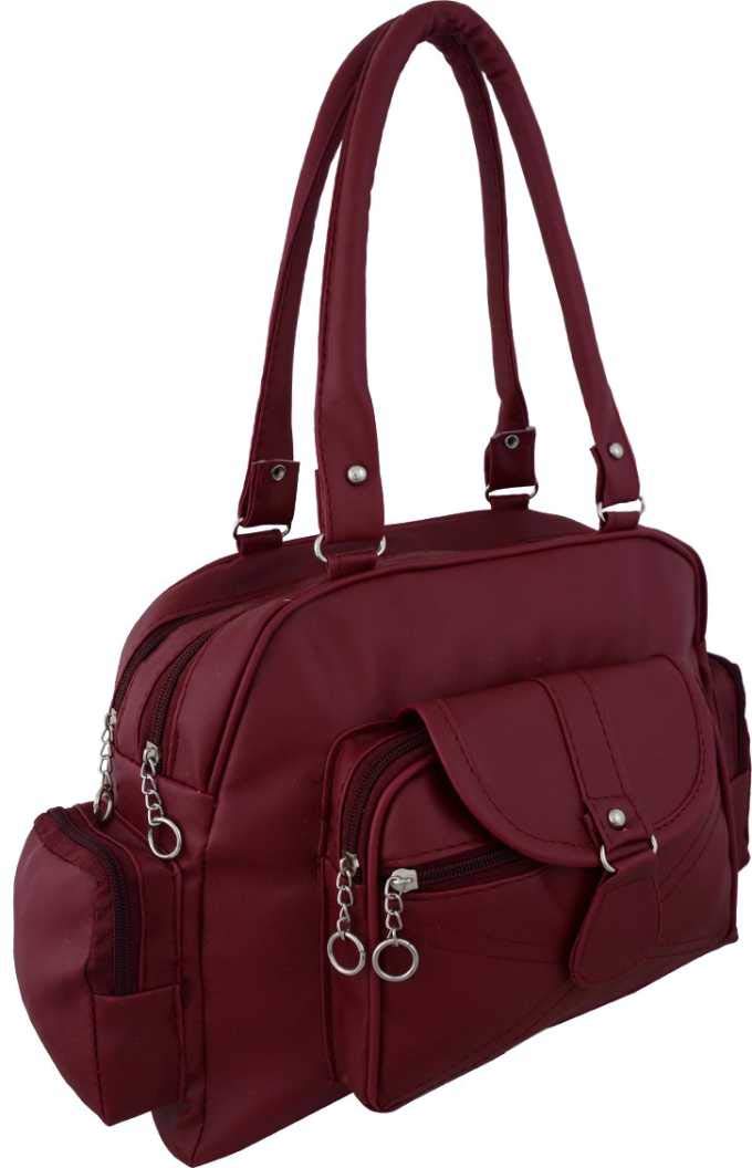 Bellina D pocket maroon handbag and wallet for women 2