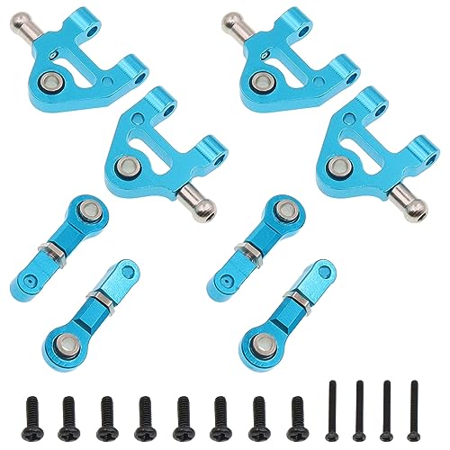 Treehobby 8PCS Aluminum Alloy Upper & Lower Swinging Arms Sets Compatible with WLtoys K969 K979 K989 K999 P929 1/28 RC Car Upgrade Parts (Blue)