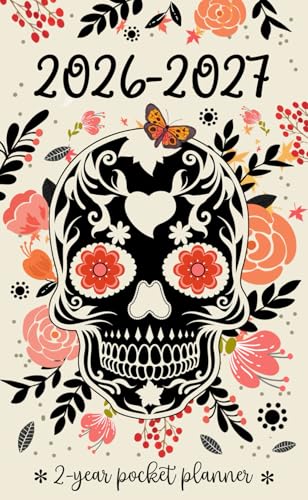 Image of 2026-2027 2-Year Pocket Planner: 24-Month Organizer for Daily Planning from January 2026 to December 2027 with Federal Holidays and Password Page in a ... for Purse featuring Sugar Skull Floral Cover