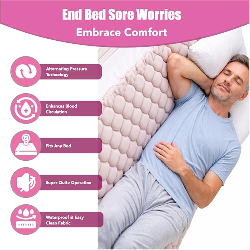 Image of AMKAY Anti-Decubitus Bubble Air Mattress with Electric Pump for Bedsore Prevention - Alternating Pressure Medical Grade Bubble Pad for Patients, Alpha Bed Mattress, Beige - 1 Year Replacement Warranty