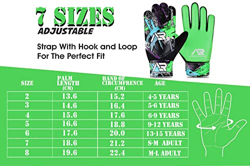 Arsh Sports Soccer Goalie Gloves, Football Goalkeeper Gloves For Kids Boys Children Youth With 4Mm Latex Heavy Grip Palm Double Wrist,Finger Spine Protection(Green, Size 4 Suitable For 6-9 Years) #TOP6