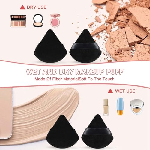 Image of INOVERA (LABEL) 6 Pieces Powder Puff Face Makeup Sponge - Loose Foundation Blending Sponges Set - Triangle Shape Beauty Blender Tool for Wet & Dry Powders (Black)