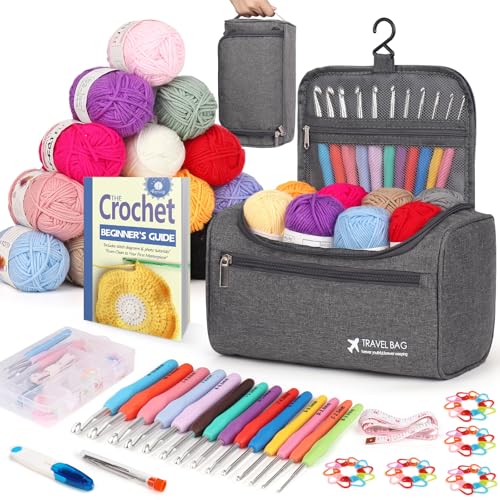 Reessy Häkelsets für Anfänger und Erwachsene, komplettes Häkelset mit 15 × 25 g Garn, ergonomische Metall-Häkelnadeln, 2,0–10,0 mm Aufbewahrungstasche, Häkel-Starter-Sets für Erwachsene, Häkeln lernen Reessy Häkelsets für Anfänger und Erwachsene, komplettes Häkelset mit 15 × 25 g Garn, ergonomische Metall-Häkelnadeln, 2,0–10,0 mm Aufbewahrungstasche, Häkel-Starter-Sets für Erwachsene, Häkeln lernen