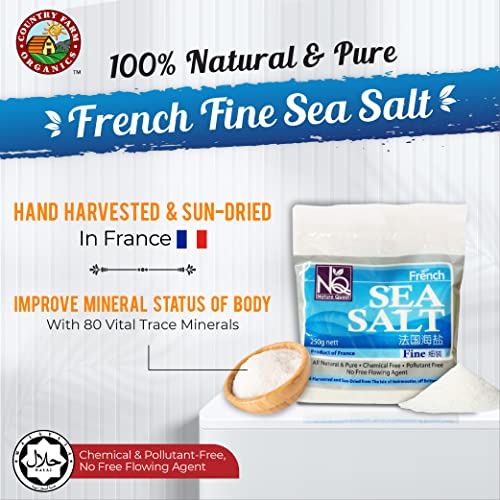 Country Farm French Fine Sea Salt By Hand Harvested. [Import From France]. Great For Cooking, Table Seasoning Recipes, Baking. 250G X 12 Packs #TOP1